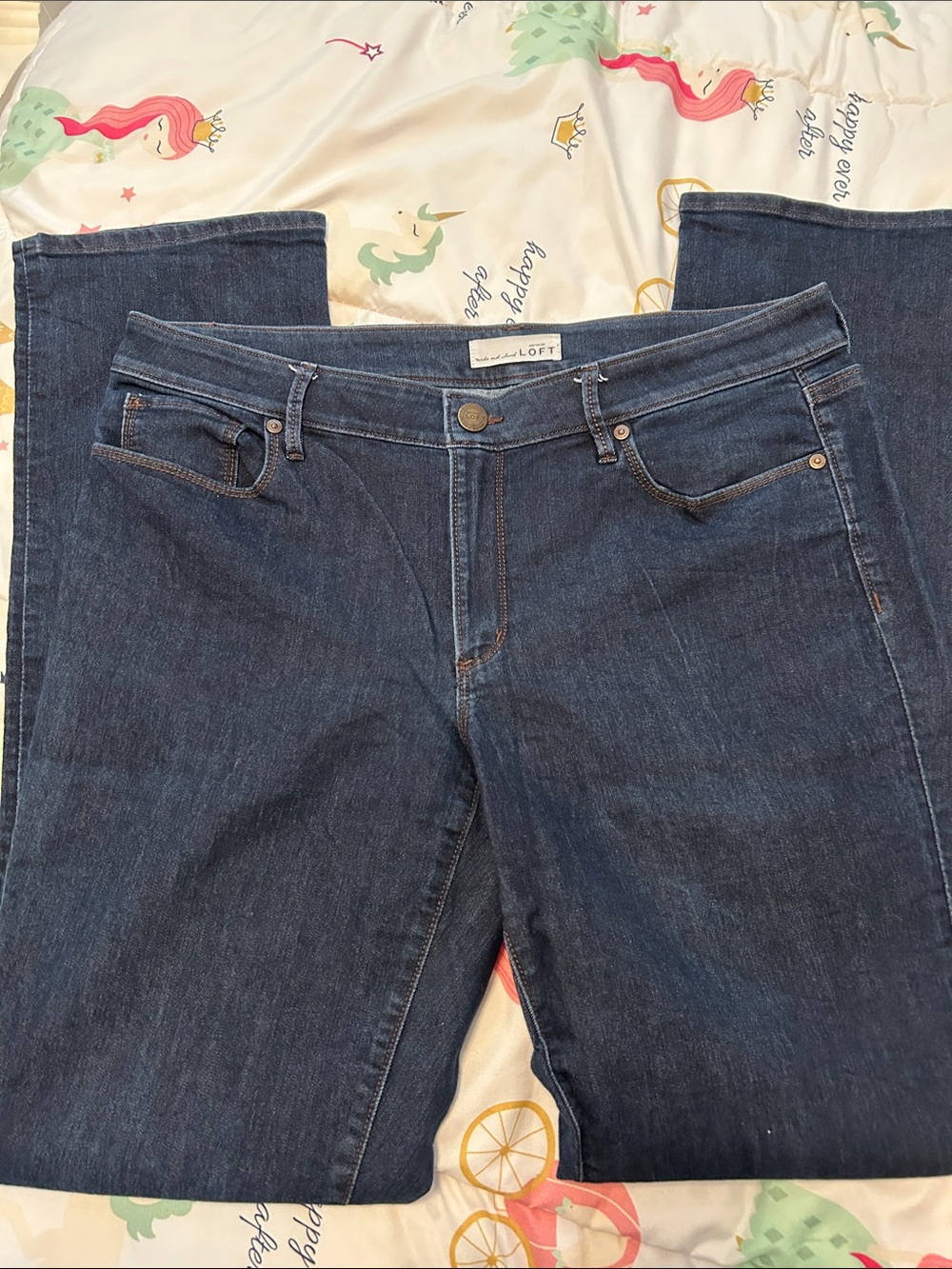 LOFT Dark Indigo Curvy Straight Women's Jeans-tall inseam